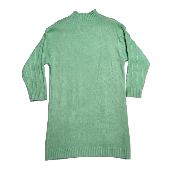 Chunky Cable Knit Turtleneck Tunic Sweater‎ Dress Light Green - Picture 2 of 6